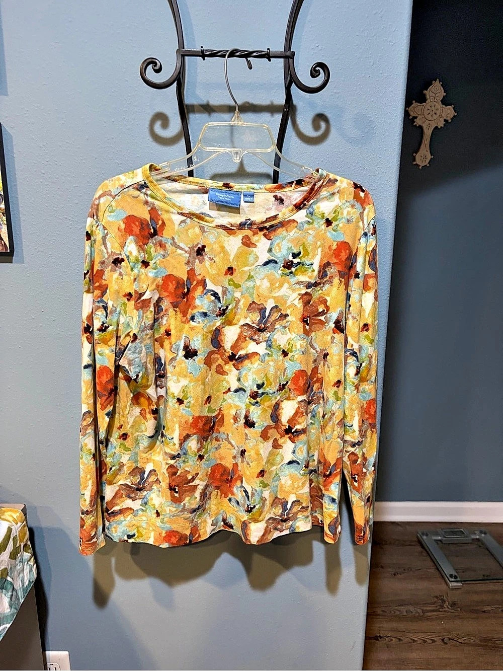 Simply Vera Wang Floral Long Sleeve Top Set of 2 Orange XL gorgeous lavender